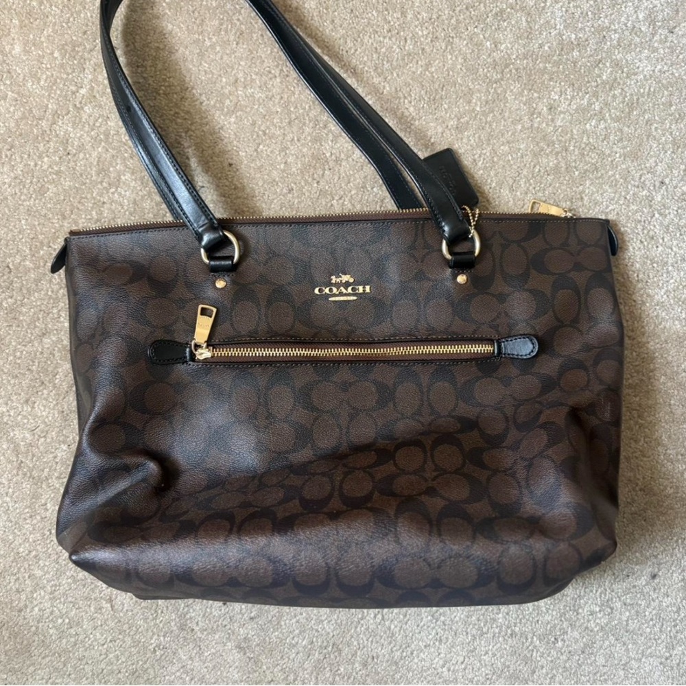 Coach Dark Brown and Black Tote Bag